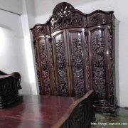杭州高价回收大红酸枝二手红木家具办公室红木沙发书柜桌椅回收